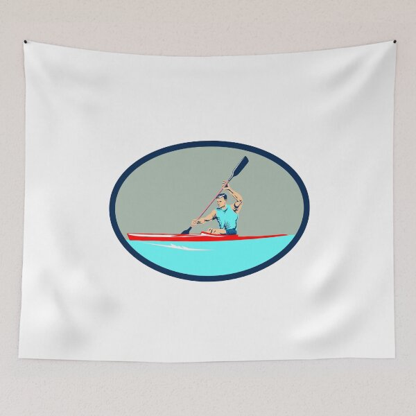 Aperçu de l'œuvre Kayak Racing Canoe Sprint Oval Retro créée et vendue par patrimonio.