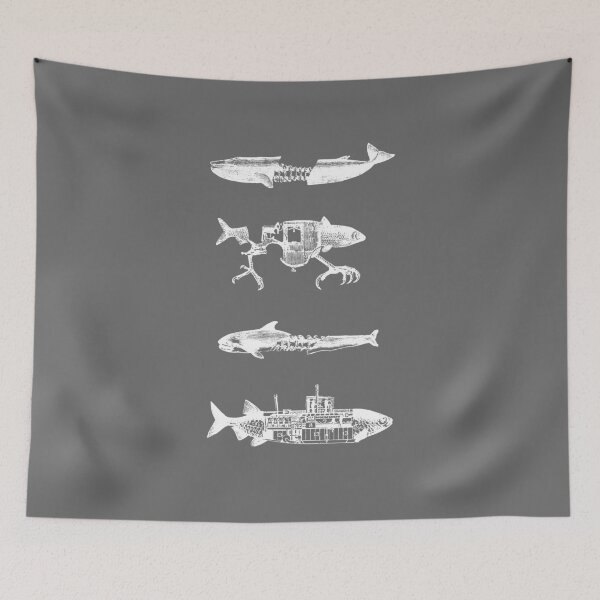 Item preview, Fish Pattern - white on dark designed and sold by elphia.
