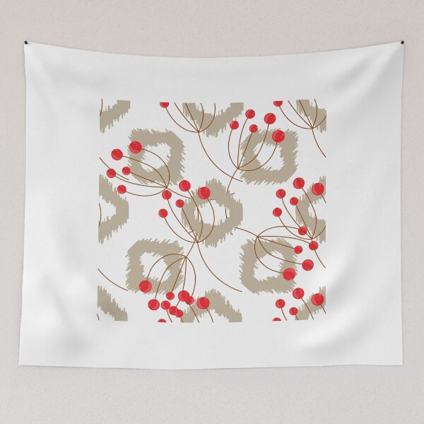 Item preview, Ikat pattern and berry branches designed and sold by yopixart.