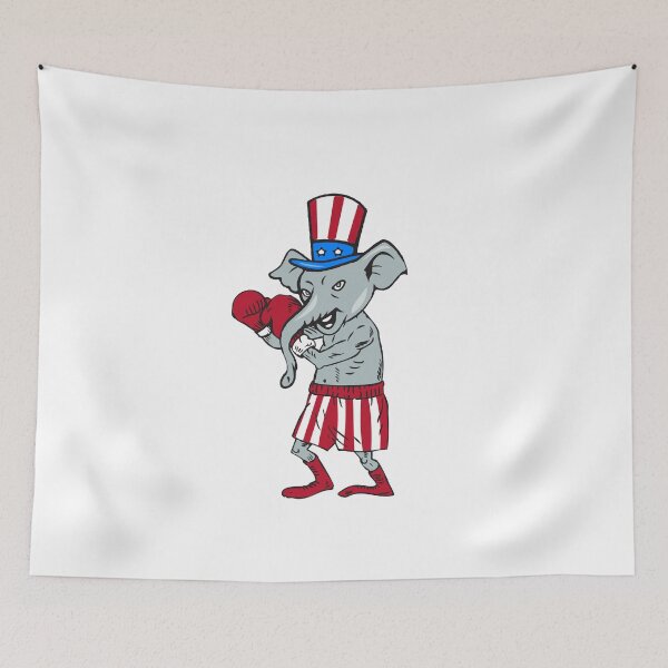 Item preview, Republican Mascot Elephant Boxer Boxing Cartoon designed and sold by patrimonio.