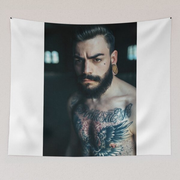Item preview, Beard Tattoo Male Portrait designed and sold by Martin  Slotta.