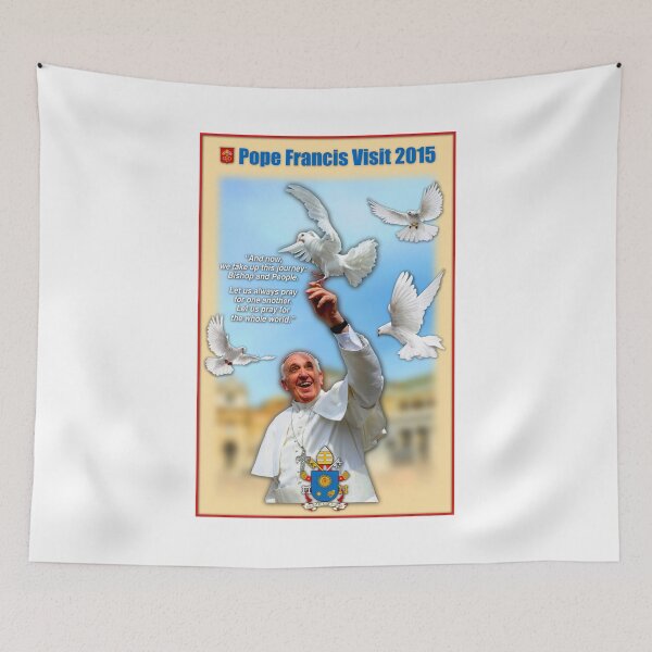 Aperçu de l'œuvre Pope Francis 2015 with doves cream background 1 créée et vendue par JoeReiddesigns.