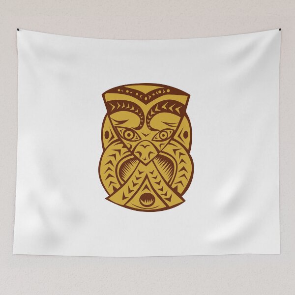 Item preview, Maori Mask Woodcut designed and sold by patrimonio.