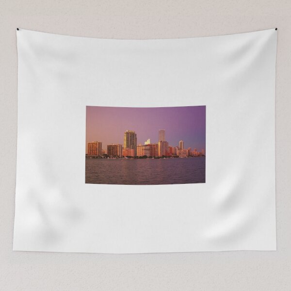 Item preview, Miami Florida, colourful sunset panorama of downtown business and residential buildings designed and sold by Bruno Beach.