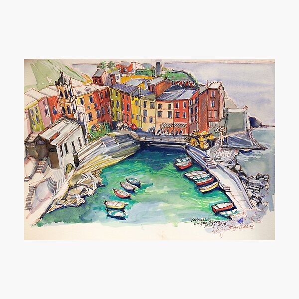 ‘Vernazza. Cinque Terre Italy’ p&w Photographic Print