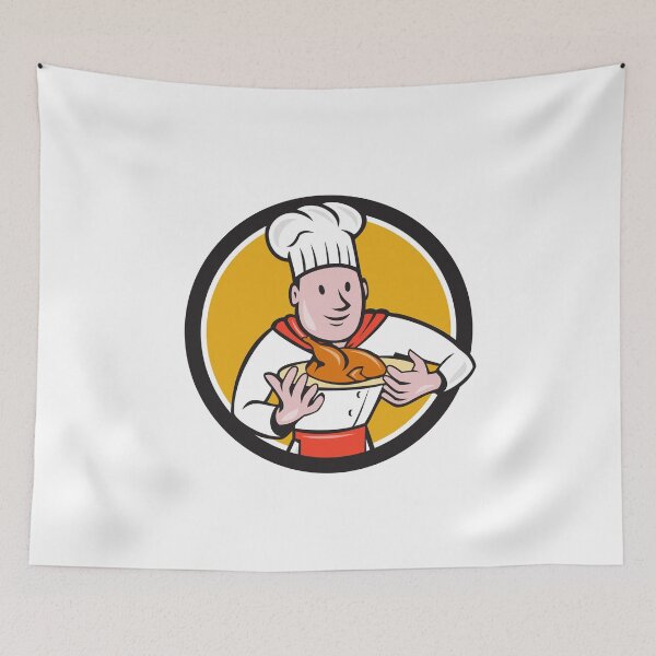 Item preview, Chef Cook Roast Chicken Dish Circle Cartoon designed and sold by patrimonio.