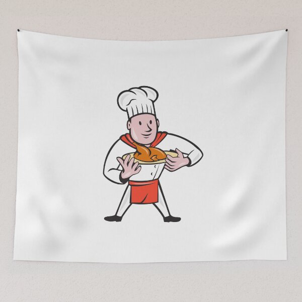 Item preview, Chef Cook Roast Chicken Dish Cartoon designed and sold by patrimonio.