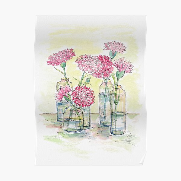 Carnations, Still Life Poster