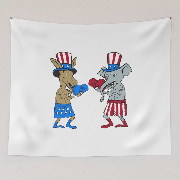Item preview, Democrat Donkey Boxer and Republican Elephant Mascot Cartoon designed and sold by patrimonio.