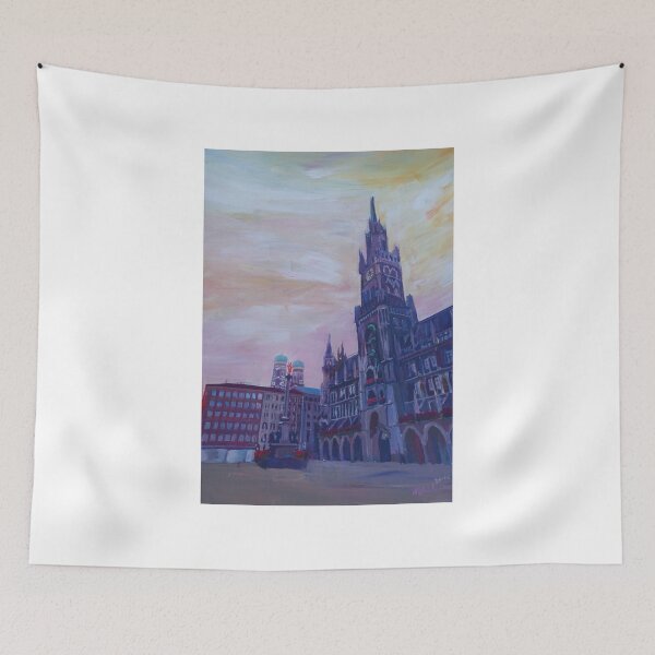 Item preview, Munich Marienplatz cityhall watercolor designed and sold by artshop77.