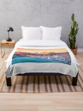 Spain Balearic Island Palma De Majorca With Harbour And Cathedral Throw Blanket