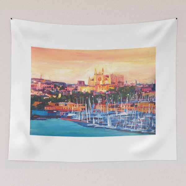 Item preview, Spain Balearic Island Palma De Majorca With Harbour And Cathedral designed and sold by artshop77.