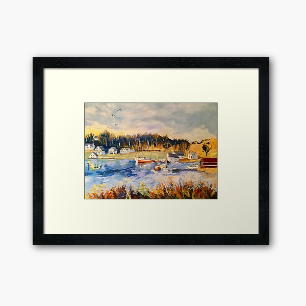 ‘Sunset, Stavanger, Norway, from Torhild’s house’ oil Framed Art Print