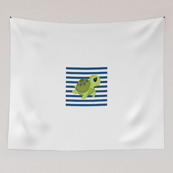 Item preview, Sea Turtle Blue White Nautical Stripes designed and sold by BeachBumFamily.