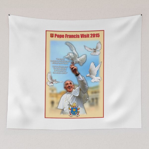 Aperçu de l'œuvre Pope Francis 2015 with doves cream background 2 créée et vendue par JoeReiddesigns.