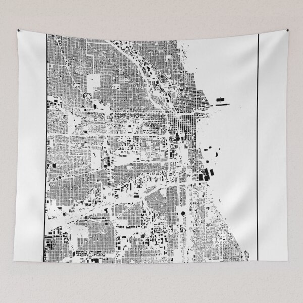 Item preview, Chicago Map Schwarzplan Only Buildings Urban Plan designed and sold by HubertRoguski.