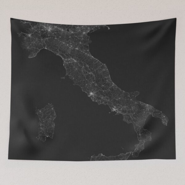 Item preview, Roads of Italy. (White on black) designed and sold by Graphical-Maps.