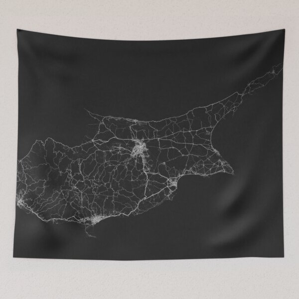 Item preview, Roads of Cyprus. (White on black) designed and sold by Graphical-Maps.