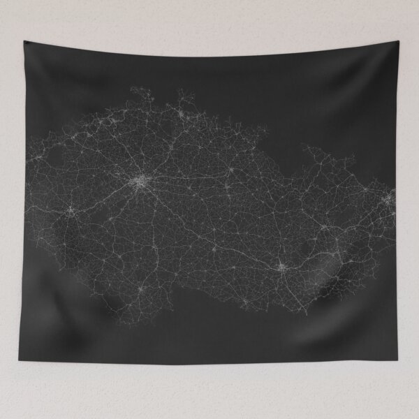 Item preview, Roads of Czech Republic. (White on black) designed and sold by Graphical-Maps.