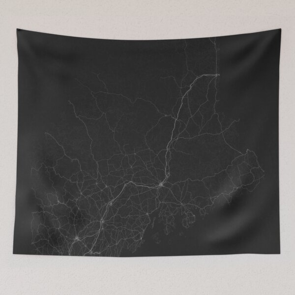 Item preview, Roads of Maine. (White on black) designed and sold by Graphical-Maps.