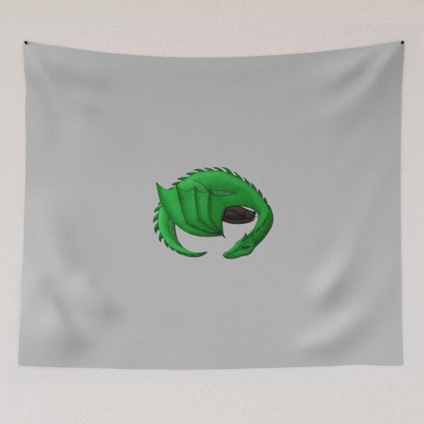 Item preview, Green Dragon Curled Around Sleeping Cat designed and sold by shaneisadragon.