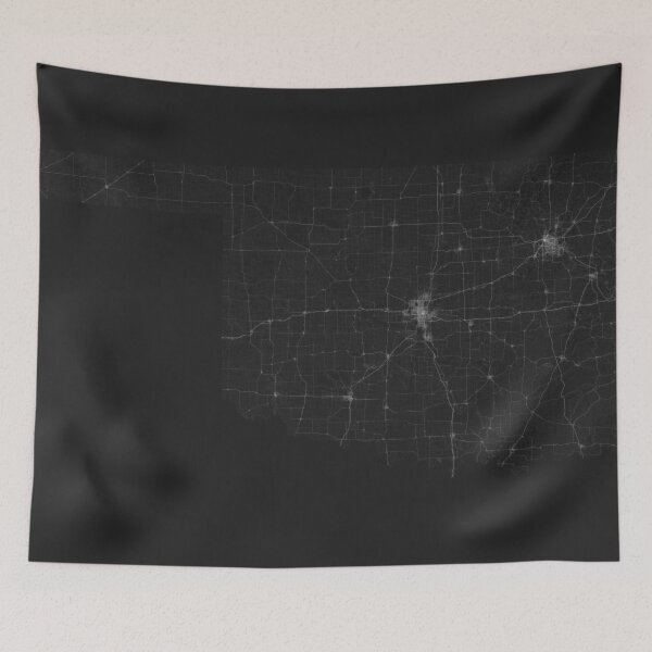 Item preview, Roads of Oklahoma. (White on black) designed and sold by Graphical-Maps.