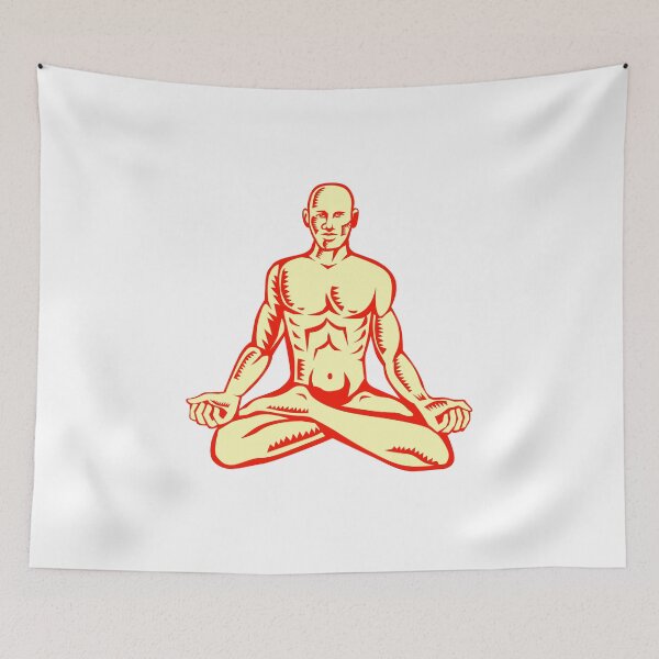 Item preview, Man Lotus Position Asana Woodcut designed and sold by patrimonio.