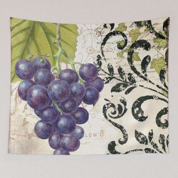 Item preview, Les Fruits Vintage Purple Grapes and Damask designed and sold by Sasha Art Gallery.