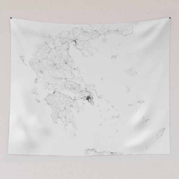 Item preview, Roads of Greece. (Black on white) designed and sold by Graphical-Maps.