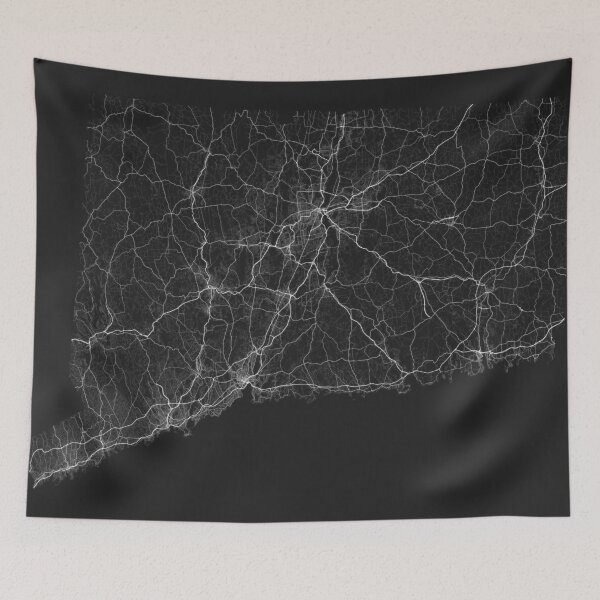 Item preview, Roads of Connecticut. (White on black) designed and sold by Graphical-Maps.