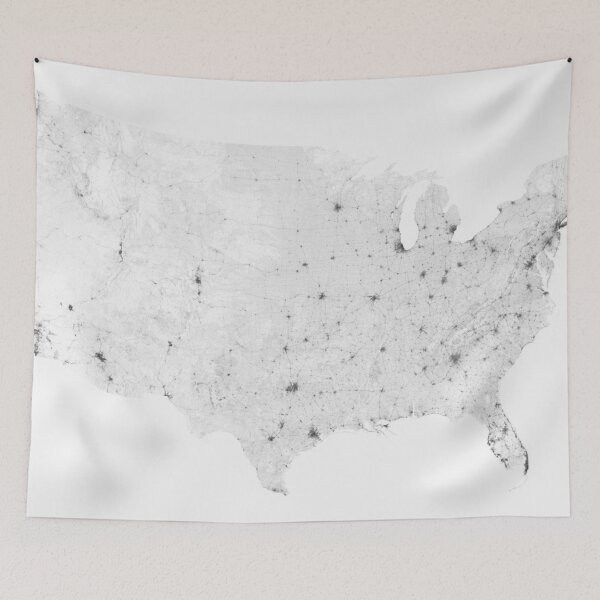 Aperçu de l'œuvre Roads of USA. (Black on white) créée et vendue par Graphical-Maps.