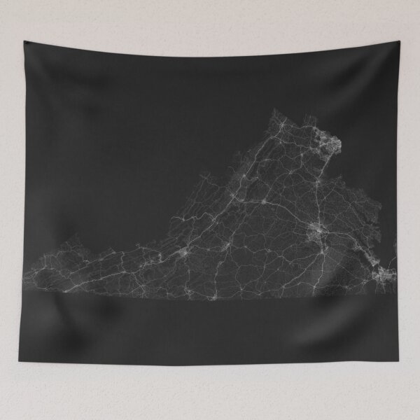 Aperçu de l'œuvre Roads of Virginia. (White on black) créée et vendue par Graphical-Maps.