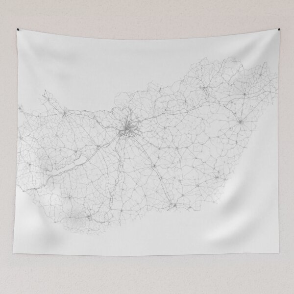 Item preview, Roads of Hungary. (Black on white) designed and sold by Graphical-Maps.