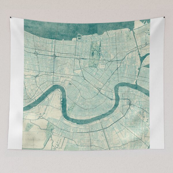 Item preview, New Orleans Map Blue Vintage designed and sold by HubertRoguski.
