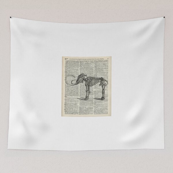 Item preview, Mammoth Elephant Bones.Skeleton over a Antique Dictionary Book page designed and sold by DictionaryArt.