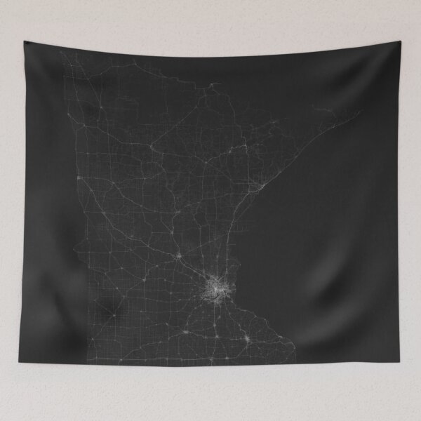 Item preview, Roads of Minnesota. (White on black) designed and sold by Graphical-Maps.