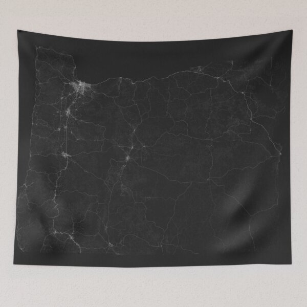 Artikelvorschau, Roads of Oregon. (White on black) entworfen und verkauft von Graphical-Maps.