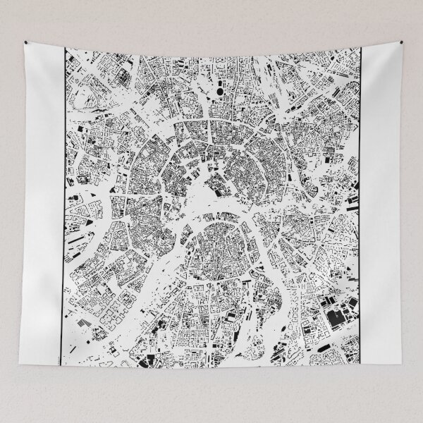 Item preview, Moscow Map Schwarzplan Only Buildings Urban Plan designed and sold by HubertRoguski.