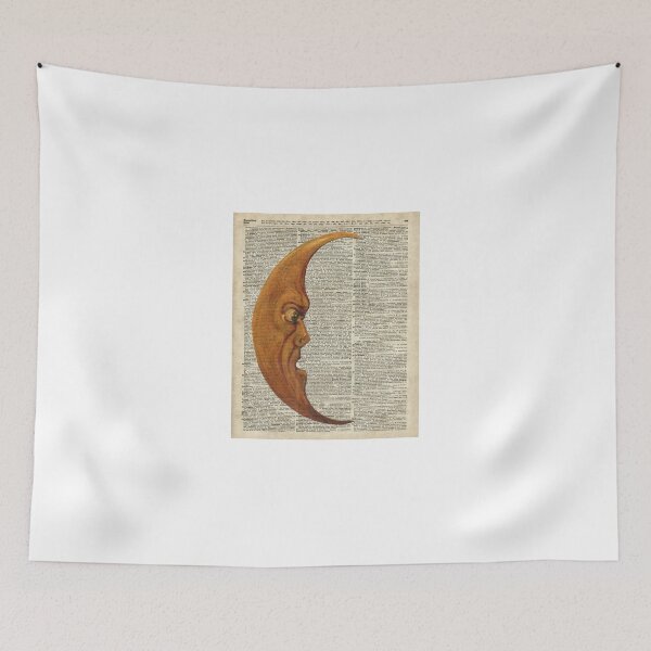 Item preview, Vintage Half Moon Face Dictionary Art designed and sold by DictionaryArt.