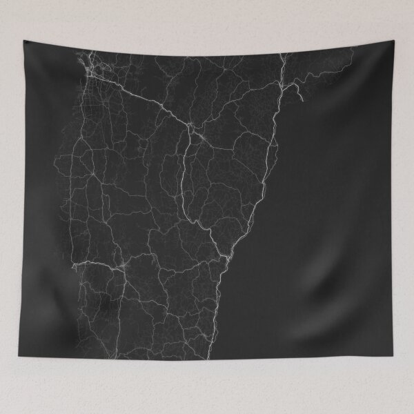 Aperçu de l'œuvre Roads of Vermont. (White on black) créée et vendue par Graphical-Maps.
