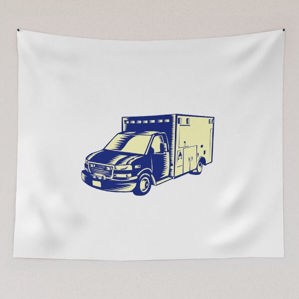 Item preview, EMS Ambulance Emergency Vehicle Woodcut designed and sold by patrimonio.