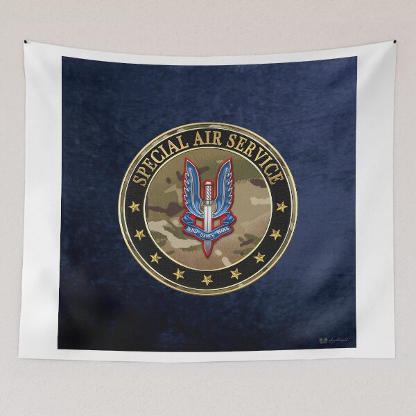 Item preview, Special Air Service - S A S Insignia Special Edition over Blue Velvet designed and sold by Serge Averbukh Art Studio.