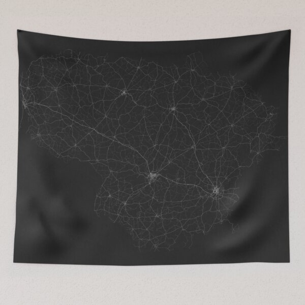 Item preview, Roads of Lithuania. (White on black) designed and sold by Graphical-Maps.