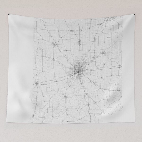Item preview, Roads of Indiana. (Black on white) designed and sold by Graphical-Maps.