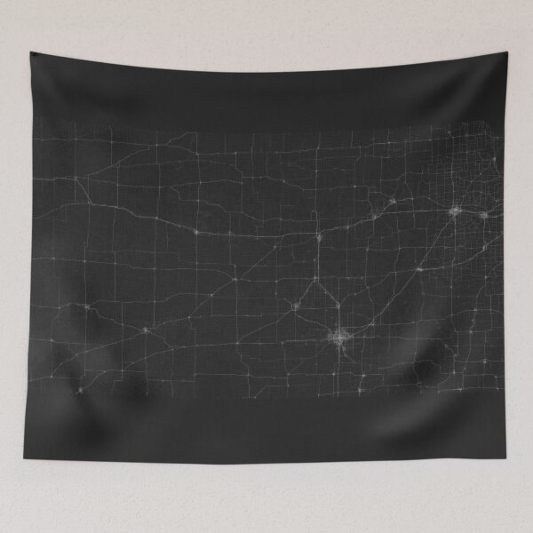 Item preview, Roads of Kansas. (White on black) designed and sold by Graphical-Maps.