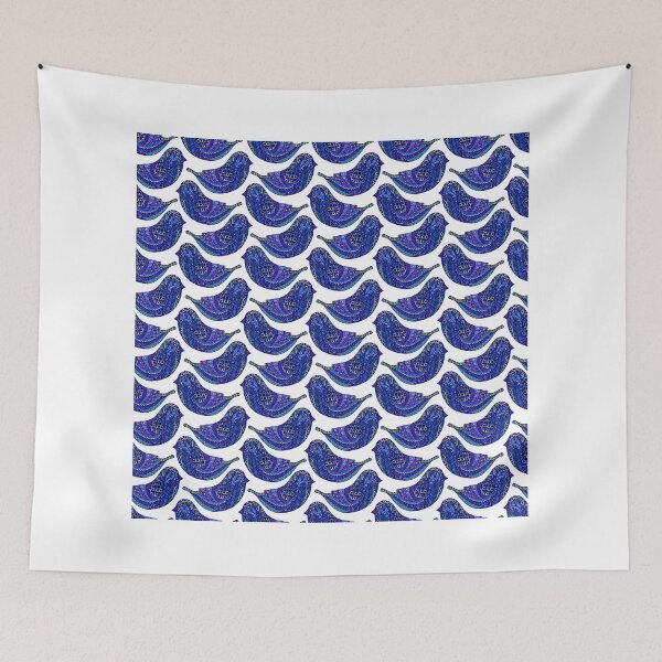 Item preview, Blue doodle birds designed and sold by merionmerion.
