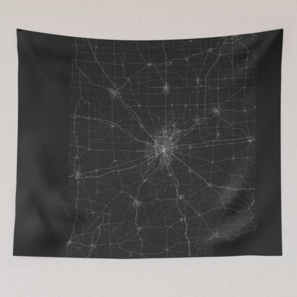Artikelvorschau, Roads of Indiana. (White on black) entworfen und verkauft von Graphical-Maps.