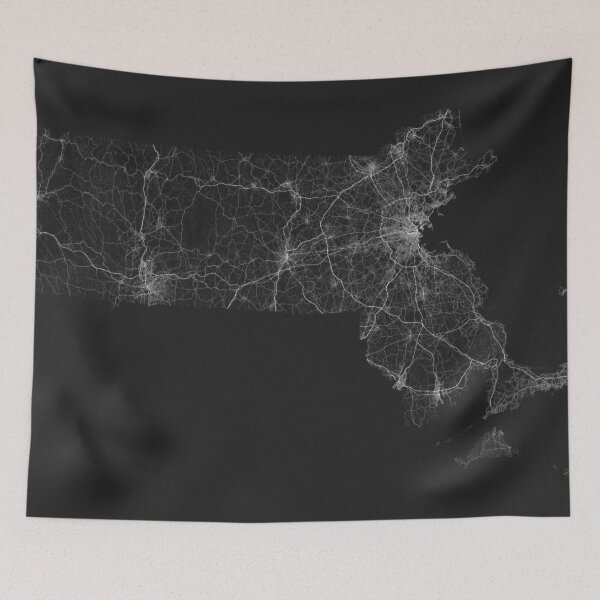 Item preview, Roads of Massachusetts. (White on black) designed and sold by Graphical-Maps.