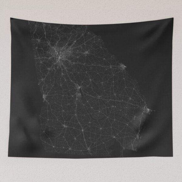Item preview, Roads of Georgia. (White on black) designed and sold by Graphical-Maps.