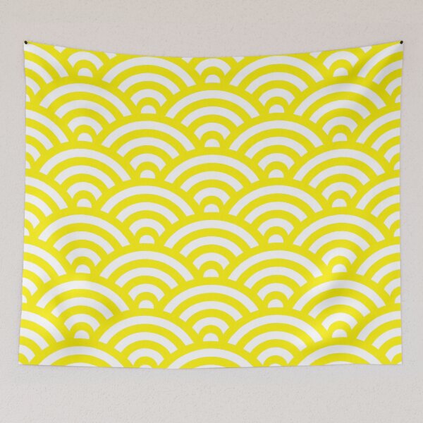 Item preview, Yellow Japanese Inspired Waves Shell Pattern designed and sold by ImageNugget.